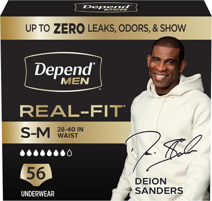 Depend Real Fit Incontinence Underwear for Men, S/M, 56 Count