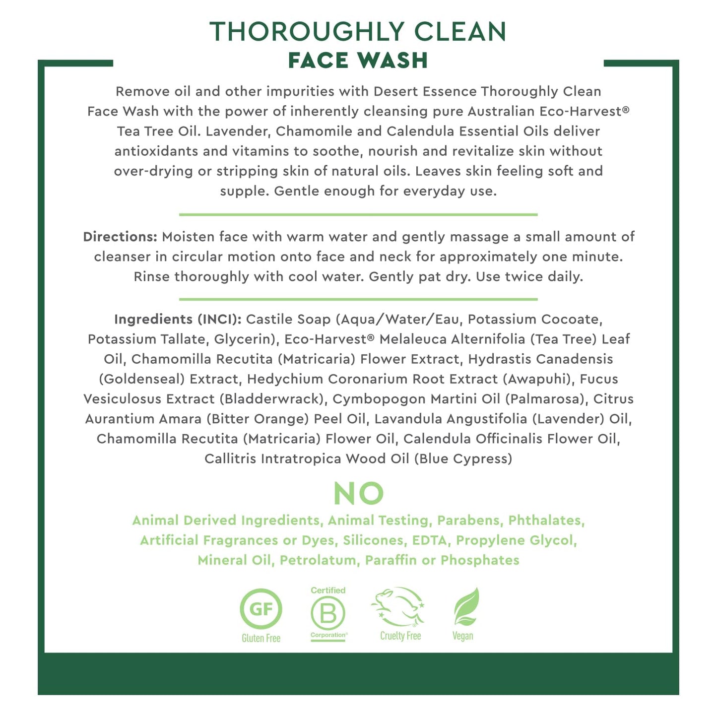 Desert Essence Thoroughly Clean Face Wash, Tea Tree Oil, 8.5 fl oz | Removes excess oil and impurities without over-drying..