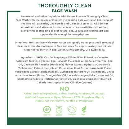 Desert Essence Thoroughly Clean Face Wash, Tea Tree Oil, 8.5 fl oz | Removes excess oil and impurities without over-drying..