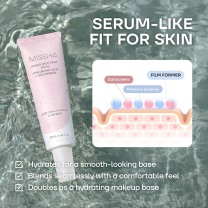 MISSHA Glow Dewy Hydrating Sunscreen SPF 40, Korean Sunscreen for Face & Body, 1.69 fl oz