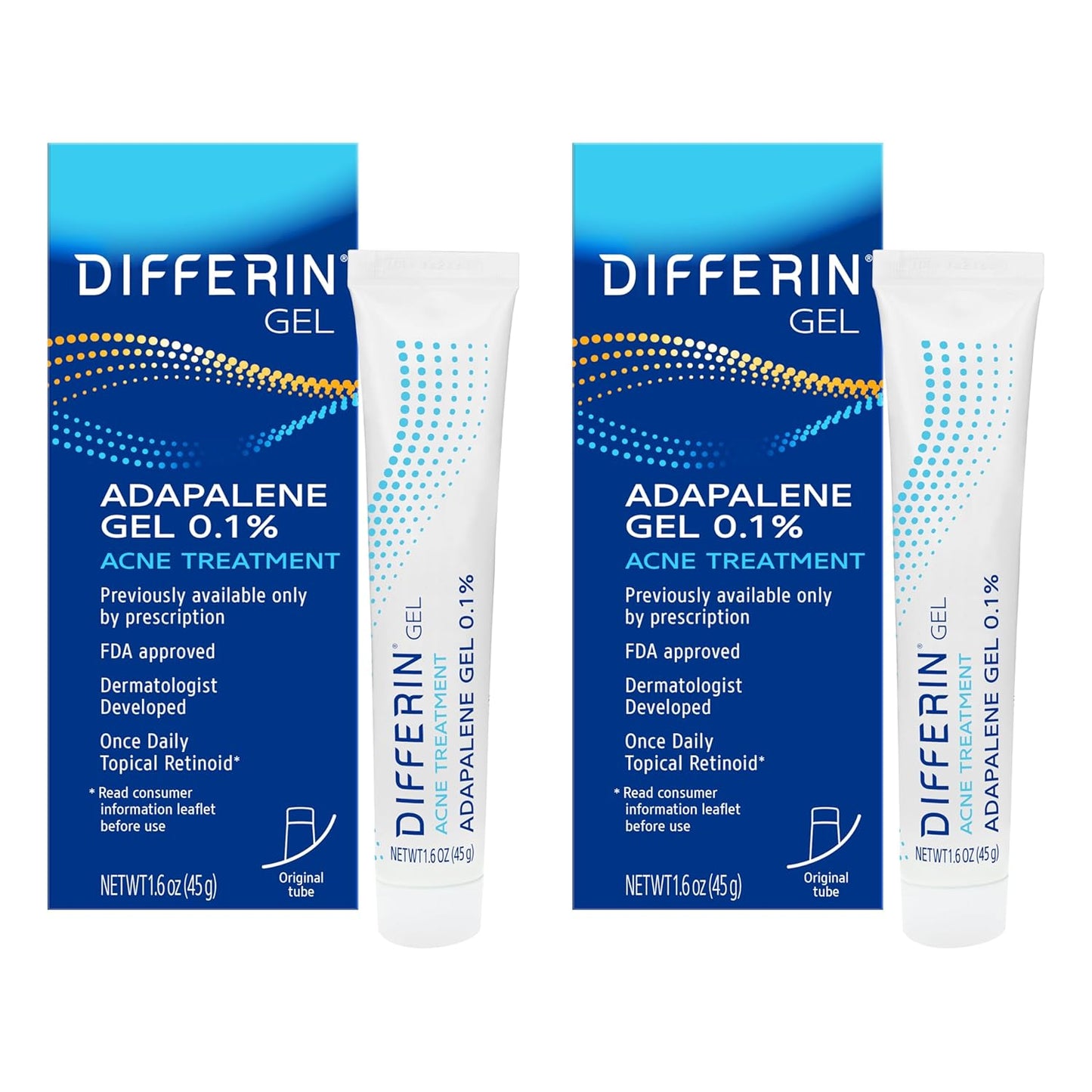 Differin Acne Treatment Gel, 60 Day Supply, Retinoid Treatment for Face with 0.1% Adapalene, Gentle Skin Care for Acne Prone Sensitive Skin..