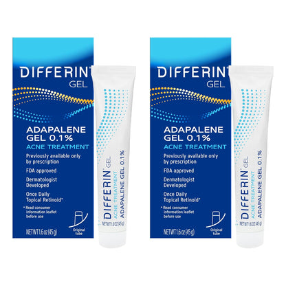 Differin Acne Treatment Gel, 60 Day Supply, Retinoid Treatment for Face with 0.1% Adapalene, Gentle Skin Care for Acne Prone Sensitive Skin..