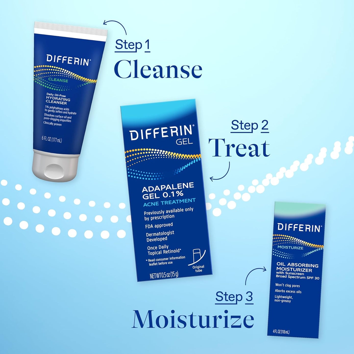 Differin Acne Treatment Gel, 60 Day Supply, Retinoid Treatment for Face with 0.1% Adapalene, Gentle Skin Care for Acne Prone Sensitive Skin..