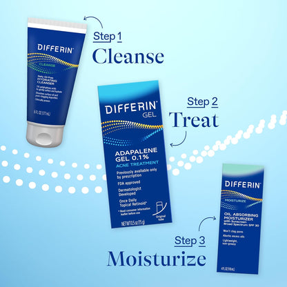 Differin Acne Treatment Gel, 60 Day Supply, Retinoid Treatment for Face with 0.1% Adapalene, Gentle Skin Care for Acne Prone Sensitive Skin..