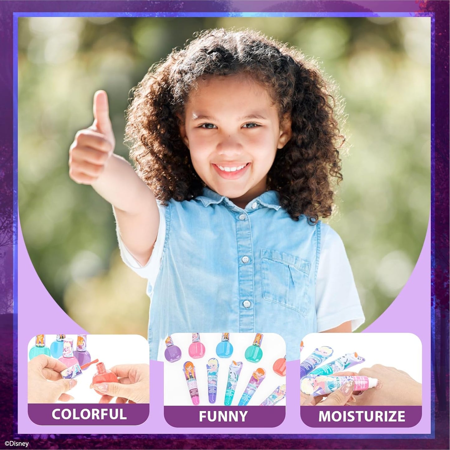 Disney Frozen Kids Lip Gloss and Nail Polish Set Kids Makeup Set Age 3+ | Perfect for princess dress-up..