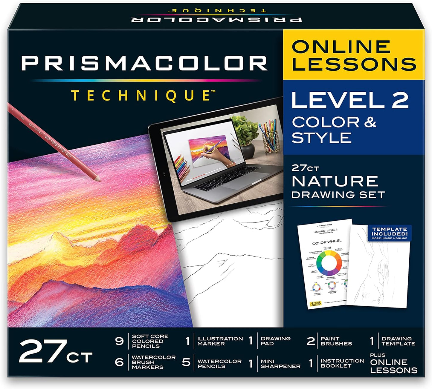 Prismacolor Technique, Art Supplies and Digital Art Lessons, Nature Drawing Set, Level 2,27 Count