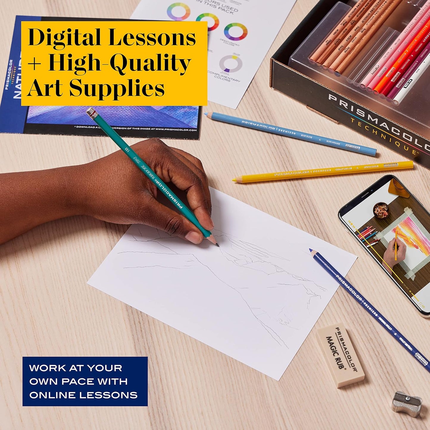 Prismacolor Technique, Art Supplies and Digital Art Lessons, Nature Drawing Set, Level 2,27 Count