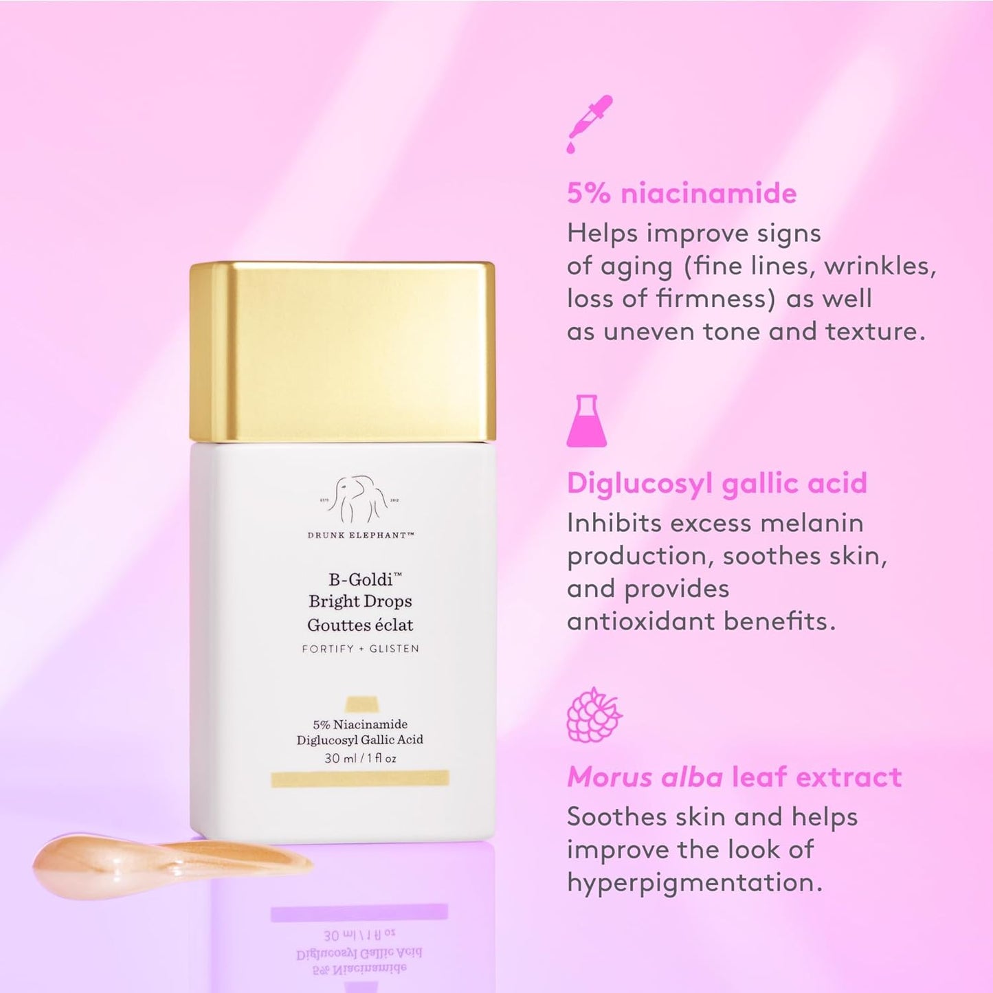 Drunk Elephant B-Goldi Bright Drops - 30 ml/1 fl oz - Illuminating Color Serum Drops - Clean Clinical Skincare ..