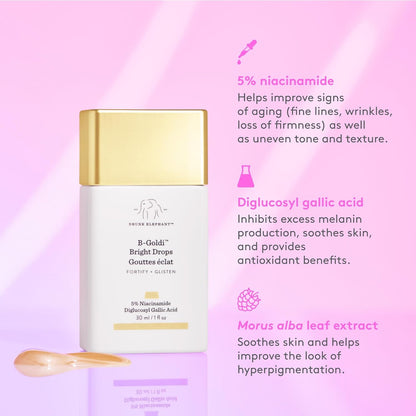 Drunk Elephant B-Goldi Bright Drops - 30 ml/1 fl oz - Illuminating Color Serum Drops - Clean Clinical Skincare ..