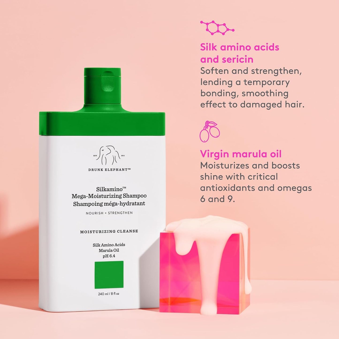 Drunk Elephant Silkamino Conditioning Leave-In Milk - 240 ml/8 fl oz - Silk Amino Acids..