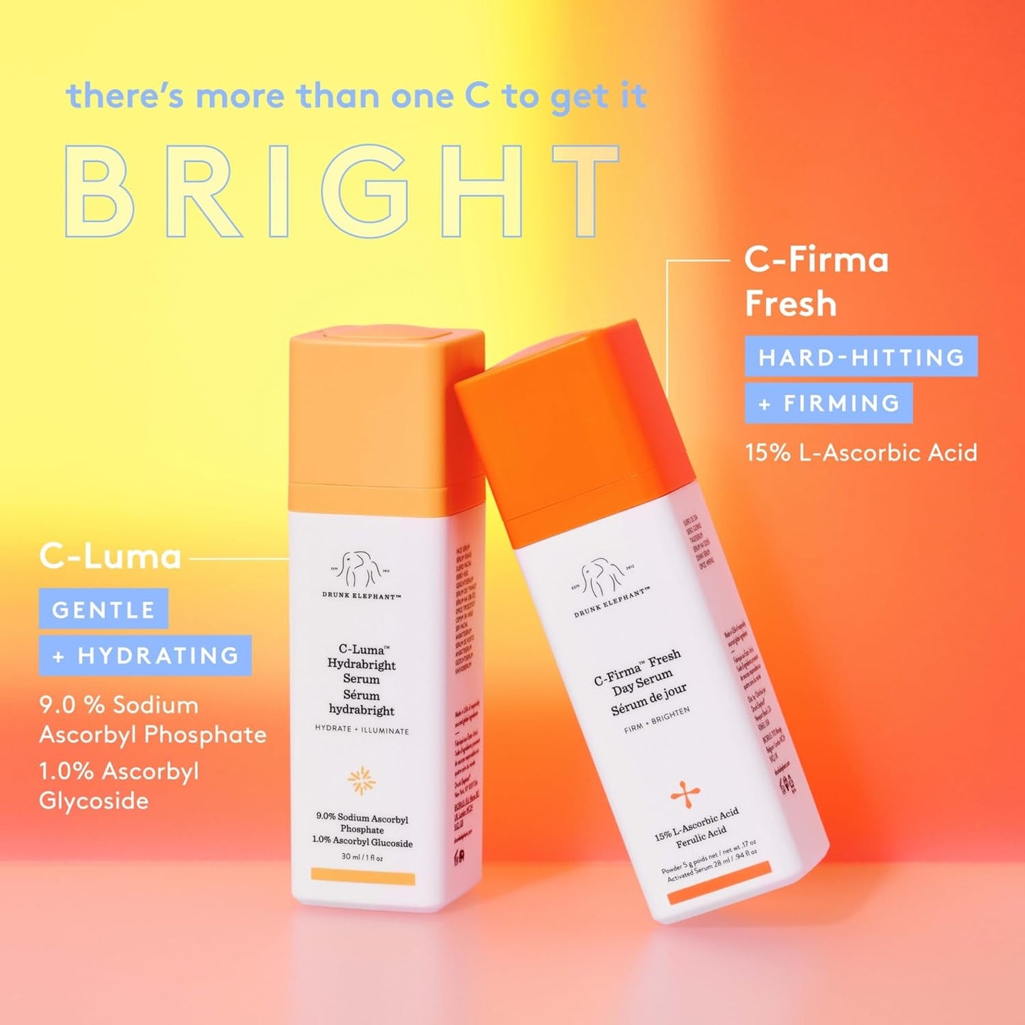 Drunk Elephant C-Luma Hydrabright Serum - 30 ml/1 fl oz - 10% Hydrating Vitamin C - Clean Clinical Skincare ..