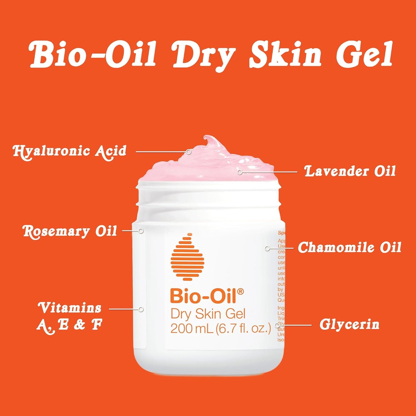 Bio-Oil Dry Skin Gel Moisturizer, Vitamin B3, Face &amp; Body, 6.7 fl oz | Non-Comedogenic, Fast-Absorbing Gel, Sensitive & Dry Skin..