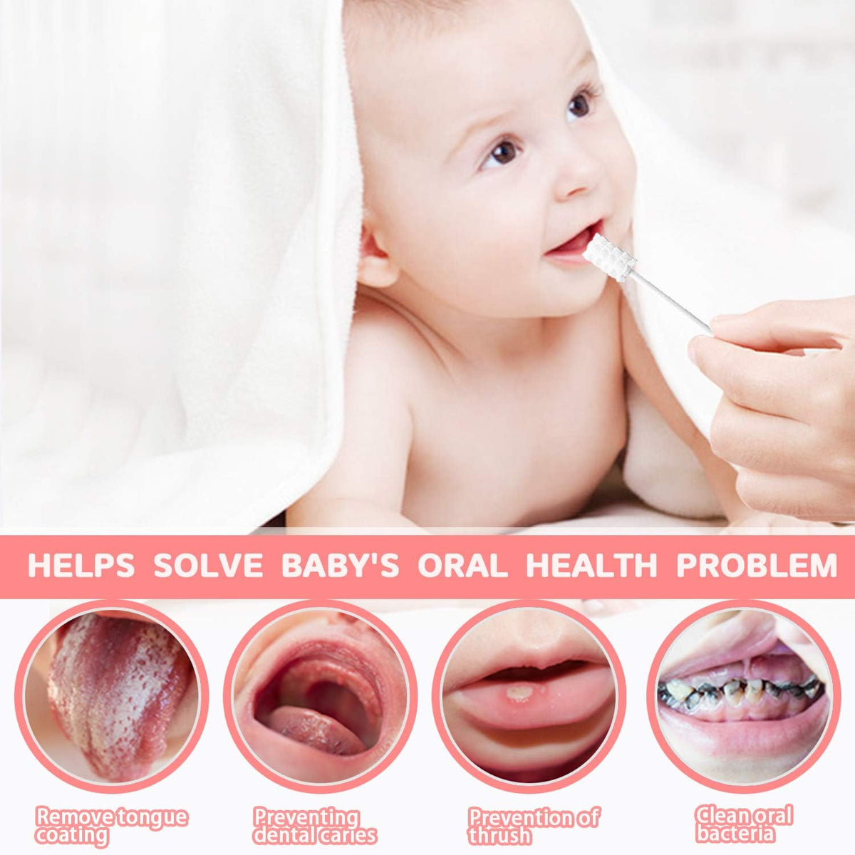 62PCS Baby Tongue Cleaner, Oral Cleaner Newborn Baby Tooth Brush