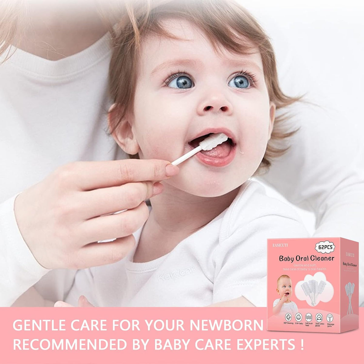 62PCS Baby Tongue Cleaner, Oral Cleaner Newborn Baby Tooth Brush