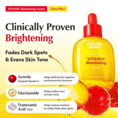 EQQUALBERRY Vitamin Illuminating Serum | Niacinamide 4% & TXA | Korean Skincare, 1.01 fl oz