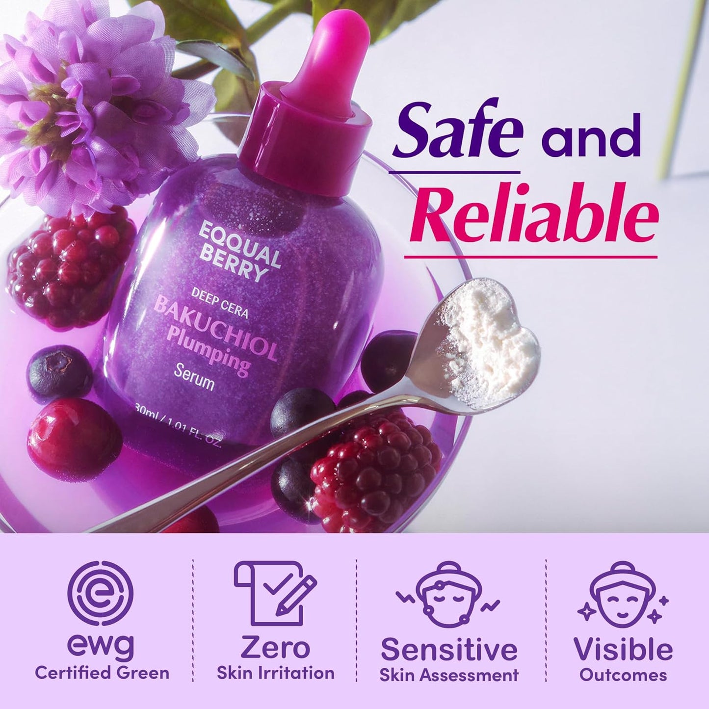 EQQUALBERRY Bakuchiol Plumping Face Serum - Retinol Natural Alternative for Sensitive Skin..