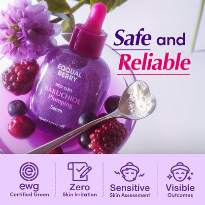 EQQUALBERRY Bakuchiol Plumping Face Serum - Retinol Natural Alternative for Sensitive Skin..