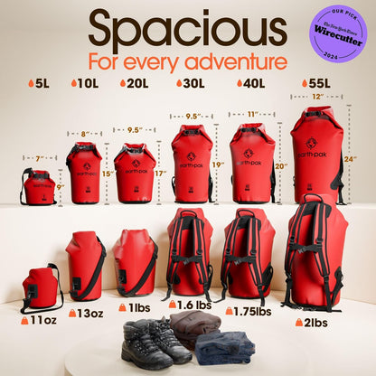 Earth Pak Waterproof Dry Bag - Roll Top Waterproof Backpack Sack Keeps Gear Dry