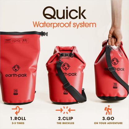 Earth Pak Waterproof Dry Bag - Roll Top Waterproof Backpack Sack Keeps Gear Dry
