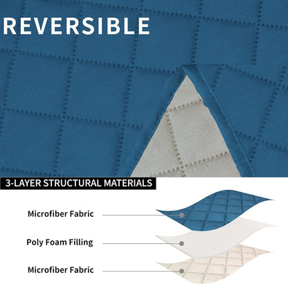 Easy-Going Reversible Couch Cover for 3 Seat Recliner, Peacock Blue/Beige