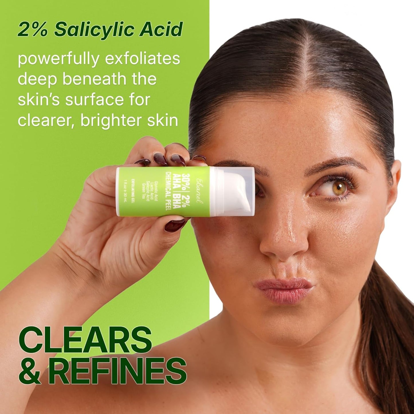 Ebanel Chemical Peel for Face, AHA BHA Exfoliator, Glycolic Acid Peel, Salicylic &amp; Lactic Acid Face Peeling Gel
