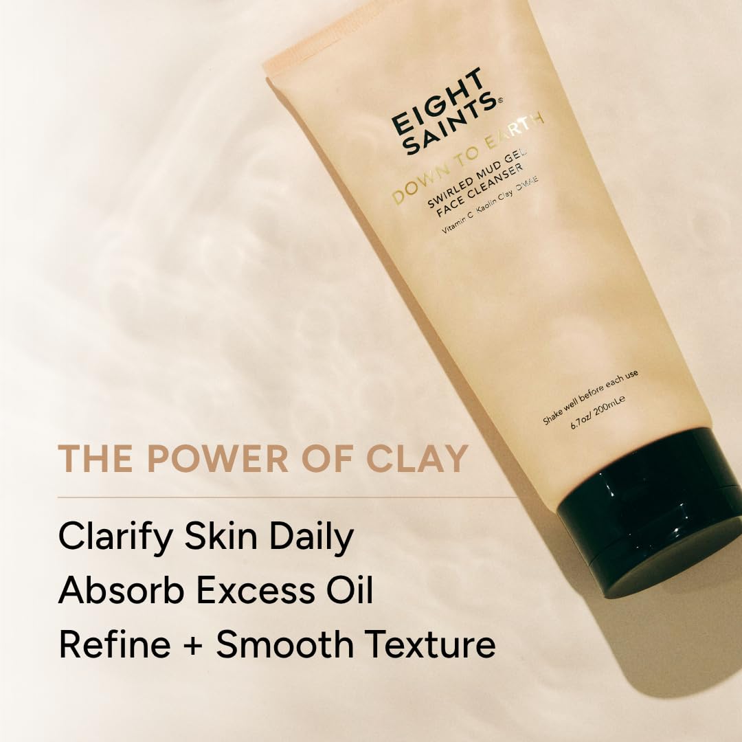 Eight Saints Down To Earth Mud Gel Face Wash, Gentle &amp; Effective Anti Aging Cleanser