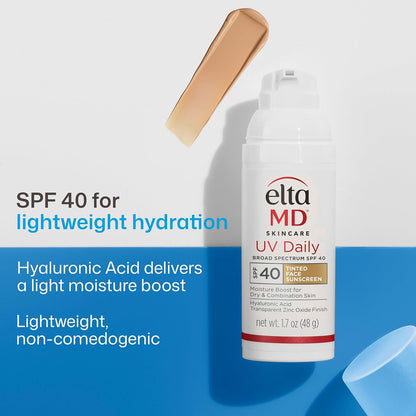 EltaMD UV Daily Face Sunscreen with Transparent Zinc Oxide and Hyaluronic Acid