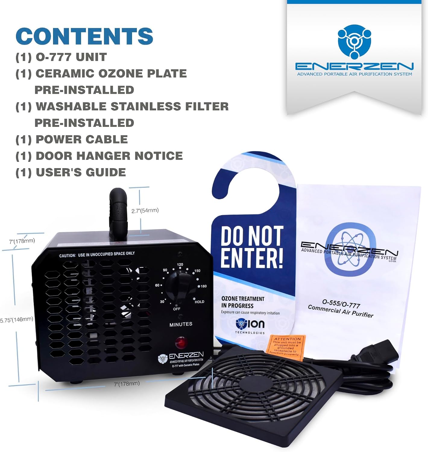 Enerzen Ozone Generator 60,000mg Industrial O3 Air Purifier Deodorizer (60,000mg - Black)..