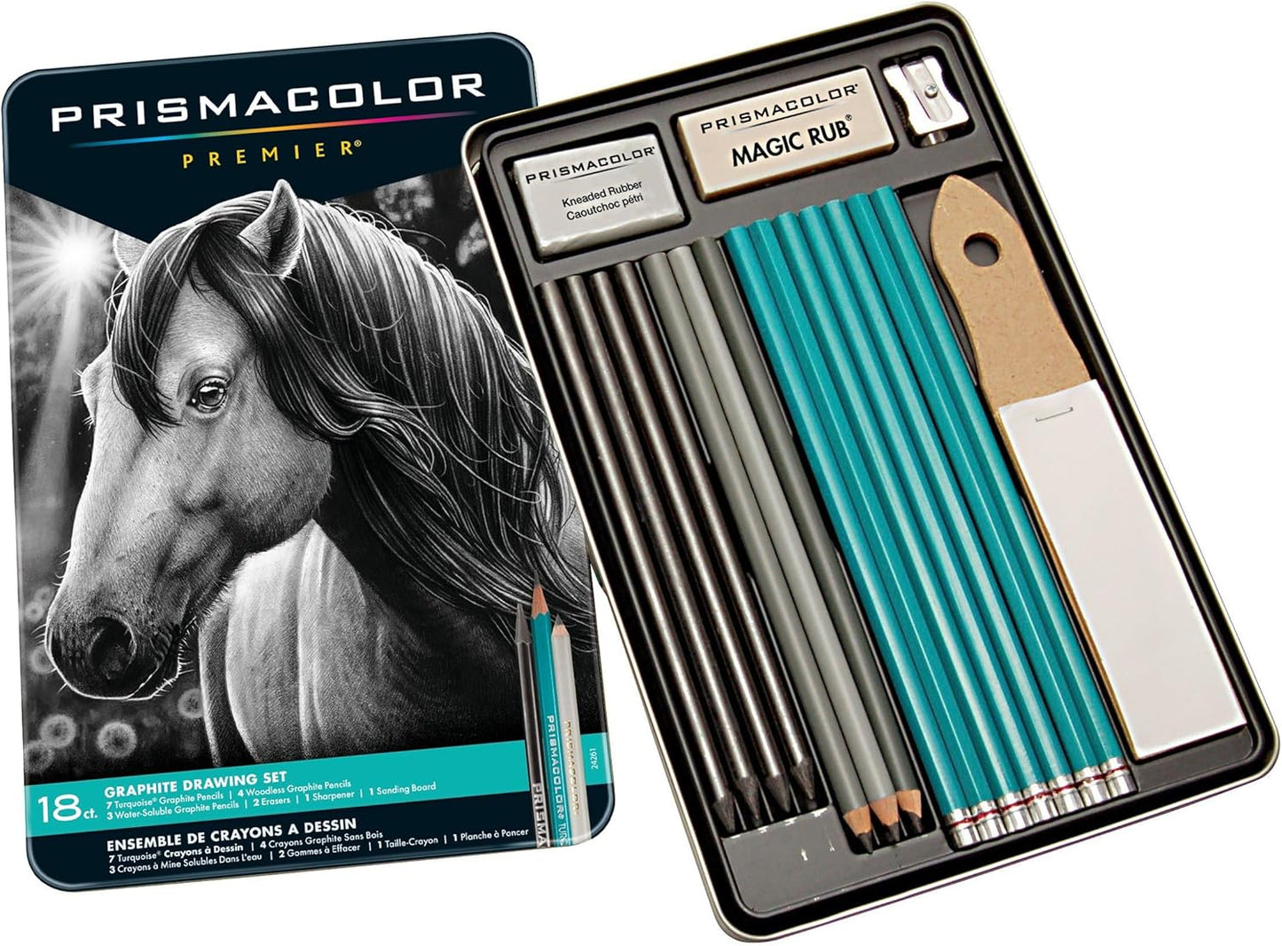 Prismacolor Premier Graphite Drawing Pencils With Erasers & Sharpeners-18-Piece Set