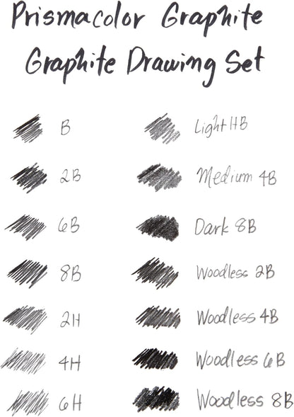 Prismacolor Premier Graphite Drawing Pencils With Erasers & Sharpeners-18-Piece Set