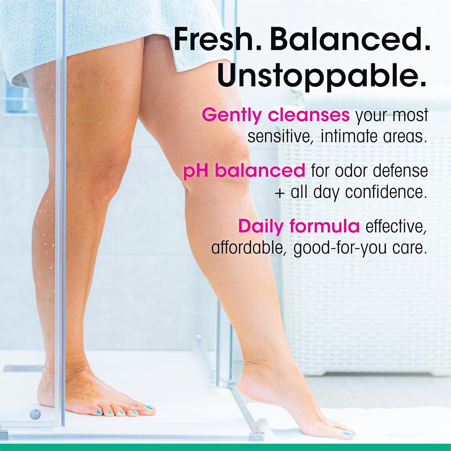 vH Essentials Daily Feminine Wash - 10 Fl Oz - Odor Eliminating Vaginal Wash with Tea Tree Oil, Prebiotics and Cranberry..