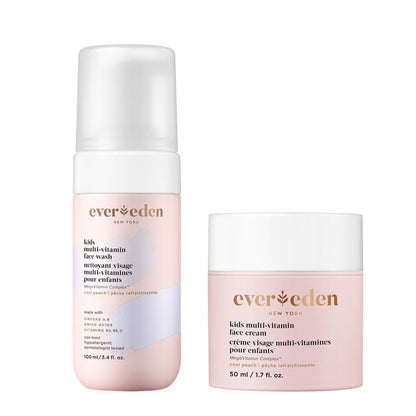 Evereden Kids Multi-Vitamin Face Wash & Cream Set, Vegan, Peach, Ages 3+