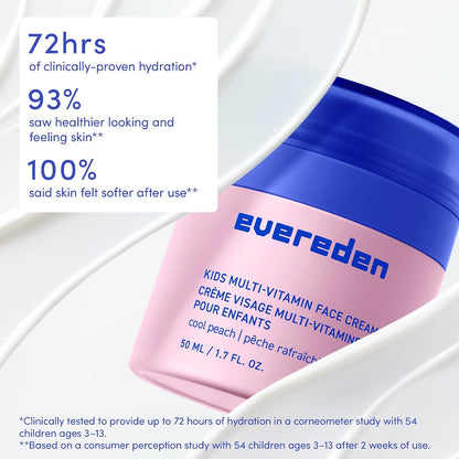 Evereden Kids Multi-Vitamin Face Wash & Cream Set, Vegan, Peach, Ages 3+