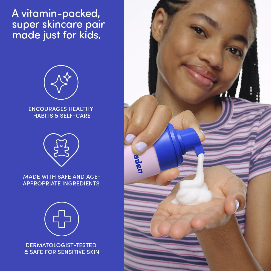 Evereden Kids Multi-Vitamin Face Wash & Cream Set, Vegan, Peach, Ages 3+