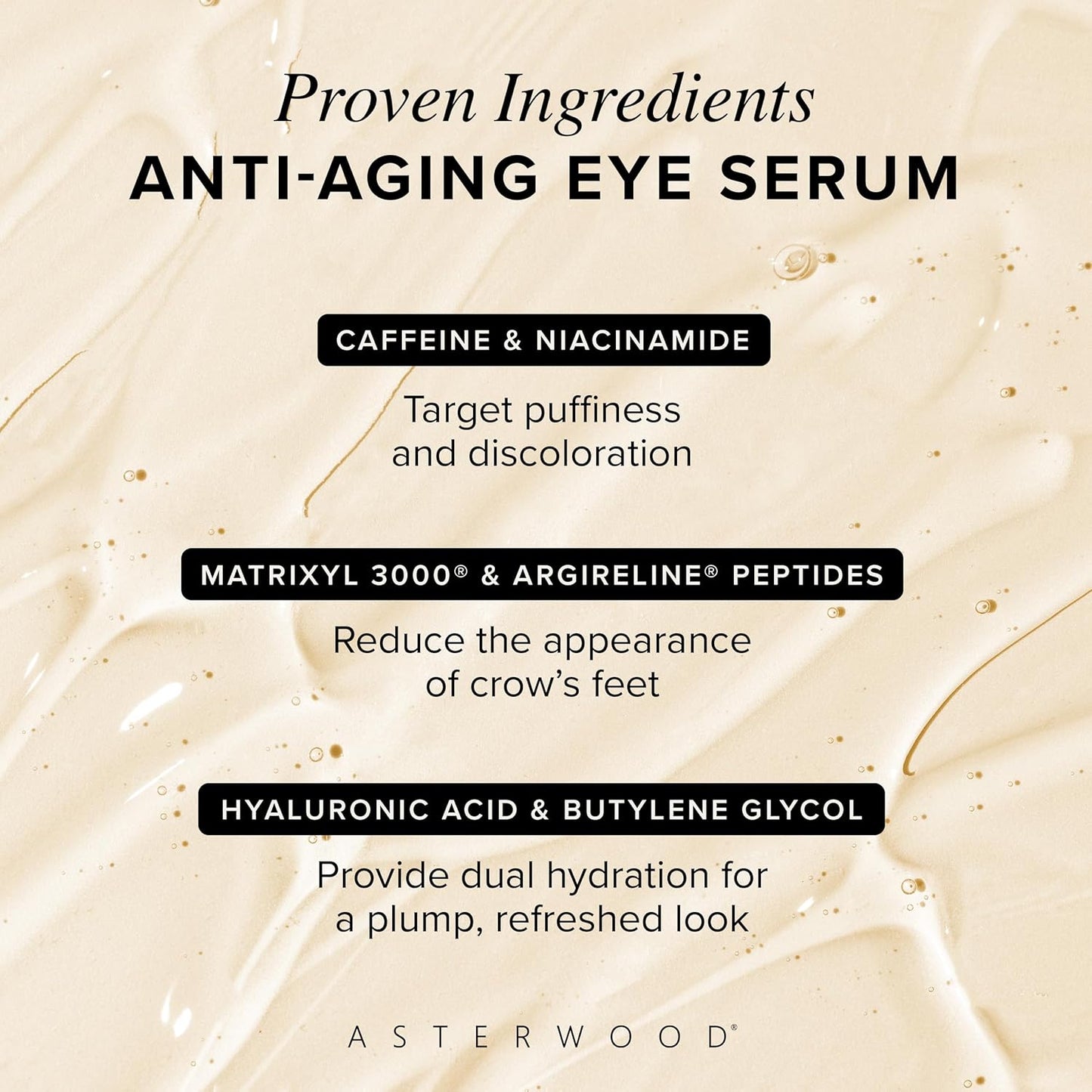 Triple Peptide Eye Serum - Matrixyl 3000 + Argireline + Caffeine + Hyaluronic Acid - Reduces Dark Circles, Puffy Eyes, Fine Lines, & Crow's Feet..