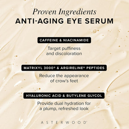 Triple Peptide Eye Serum - Matrixyl 3000 + Argireline + Caffeine + Hyaluronic Acid - Reduces Dark Circles, Puffy Eyes, Fine Lines, & Crow's Feet..