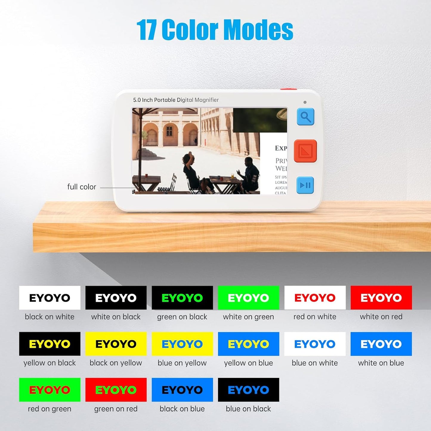 Eyoyo 5" Portable Digital Video Magnifier, 4X-32X Zoom w/Foldable Handle..