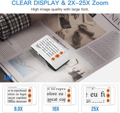 Eyoyo 3.5" Portable Digital Video Magnifier, 2X-25X Zoom Reading Aid White