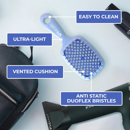 FHI Heat UNbrush Detangling Brush for Pain-Free Brushing on All Wet or Dry Hair Types — Durable DuoFlex Anti-Static Bristles..