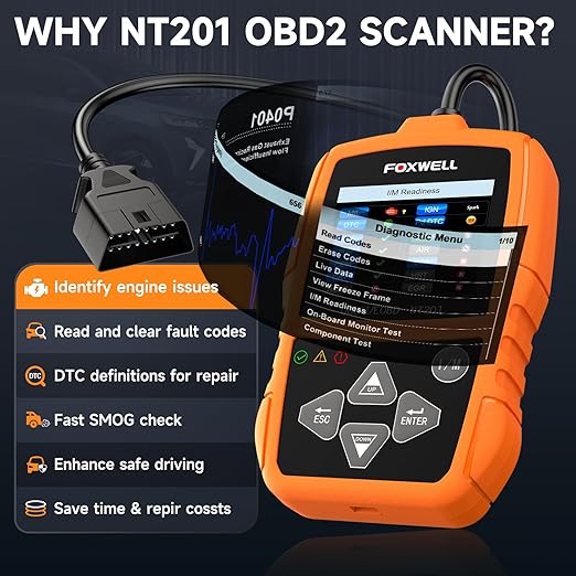FOXWELL NT201 OBD2 Scanner Car Code Reader Check Engine Light Reader