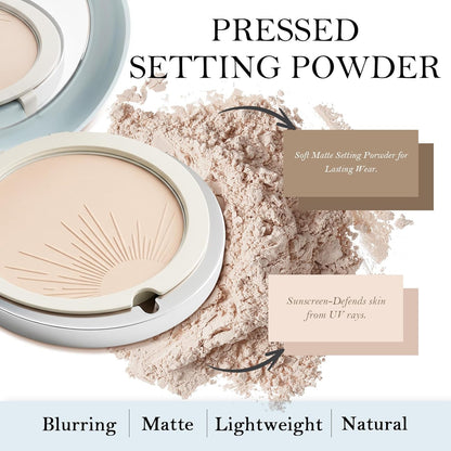 Face Matte Pressed Powder Compact, Oil Control SPF 50 Translucent Sunscreen Loose Setting Powder