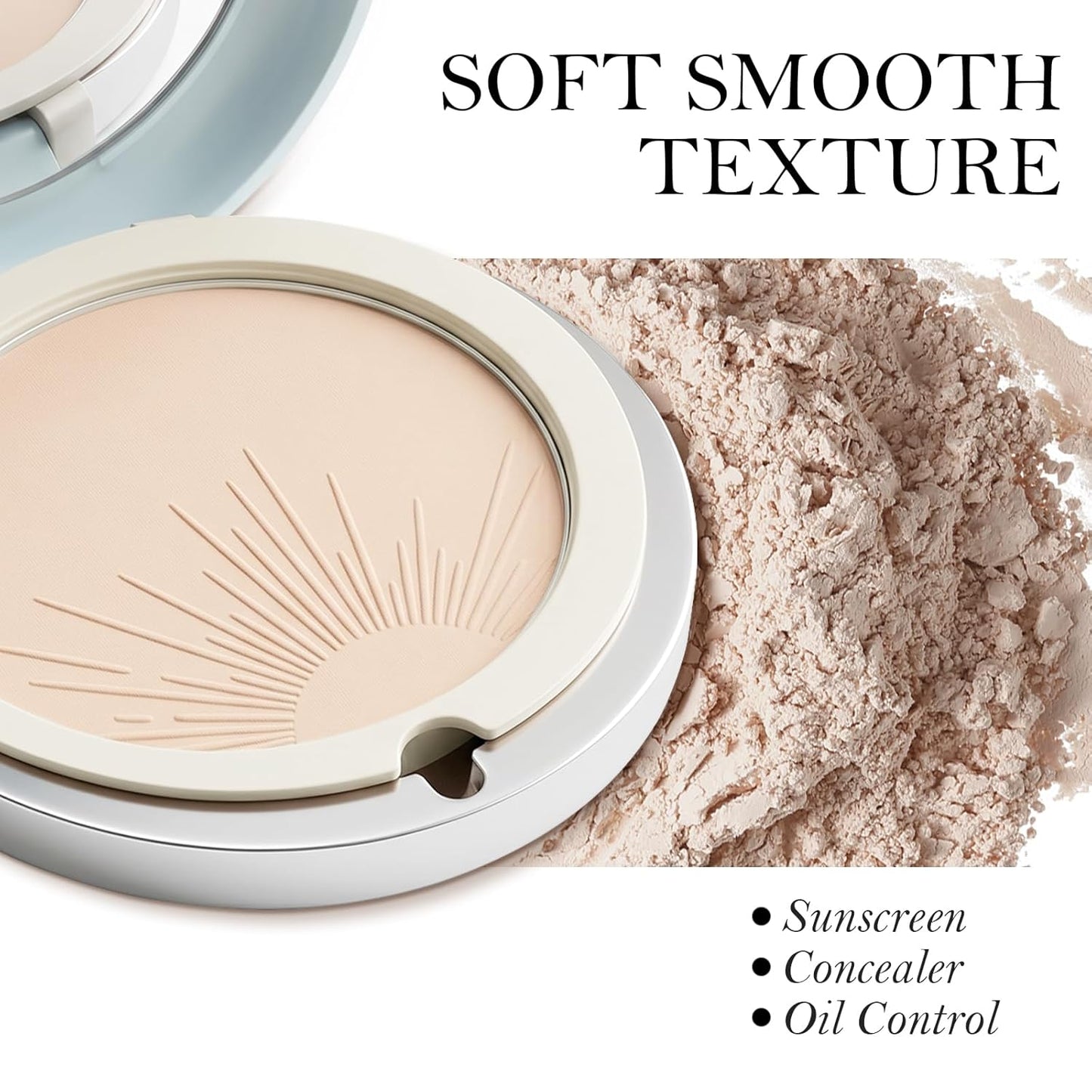Face Matte Pressed Powder Compact, Oil Control SPF 50 Translucent Sunscreen Loose Setting Powder