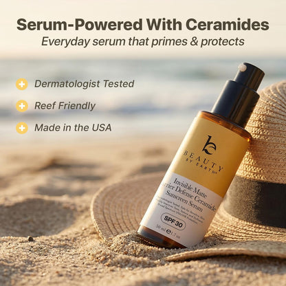Facial Sunscreen Serum SPF 30 - Broad Spectrum Face Sunblock for Women, Made in the USA with Organic & Natural Ingredients..