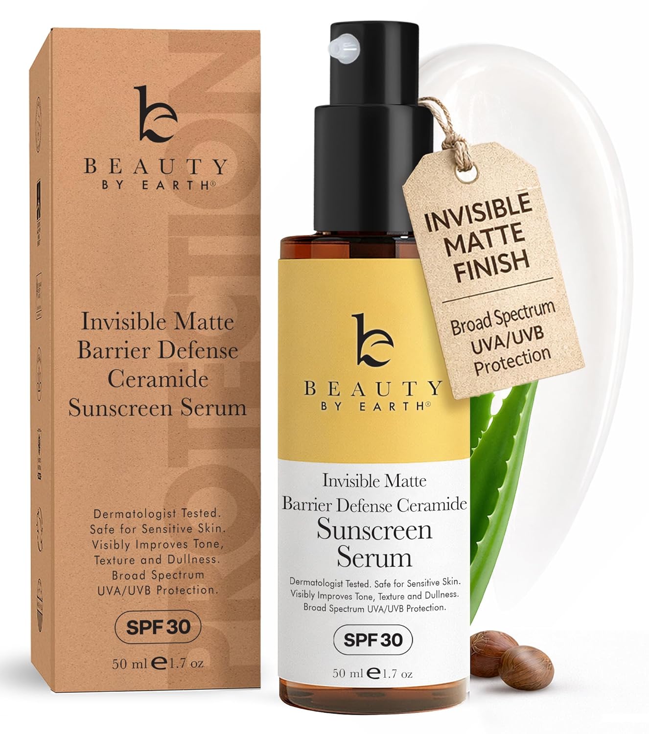 Facial Sunscreen Serum SPF 30 - Broad Spectrum Face Sunblock for Women, Made in the USA with Organic & Natural Ingredients..