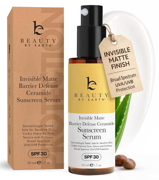 Facial Sunscreen Serum SPF 30 - Broad Spectrum Face Sunblock for Women, Made in the USA with Organic & Natural Ingredients..