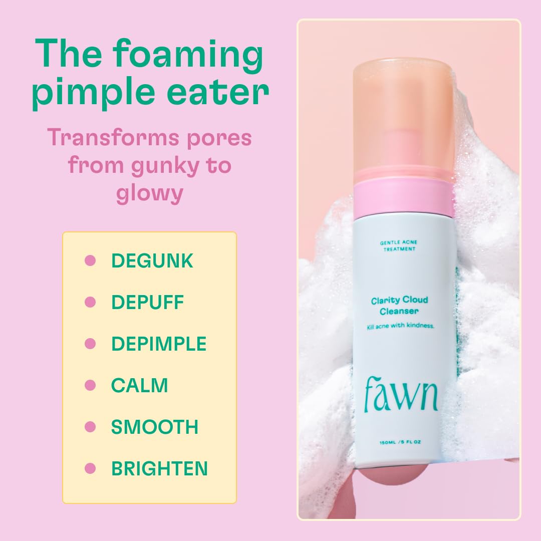Fawn Clarity Cloud Cleanser, Facial Cleanser with Glycolic Acid and Tea Tree Oil for Teen and Young Skin..