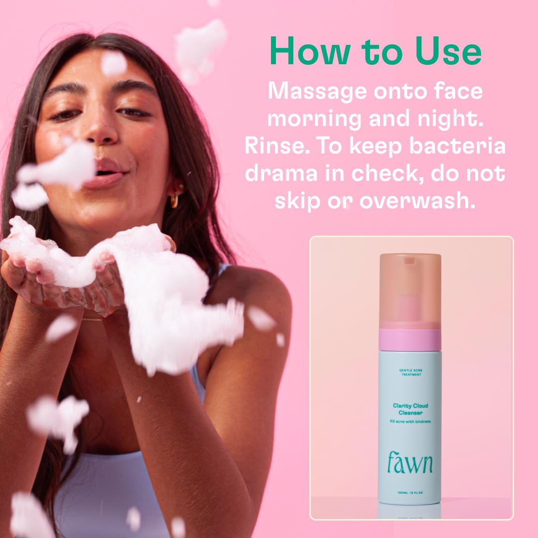 Fawn Clarity Cloud Cleanser, Facial Cleanser with Glycolic Acid and Tea Tree Oil for Teen and Young Skin..