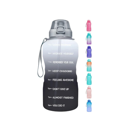 Fidus Large 1 Gallon/128 oz Motivational Water Bottle with Time Marker & Straw