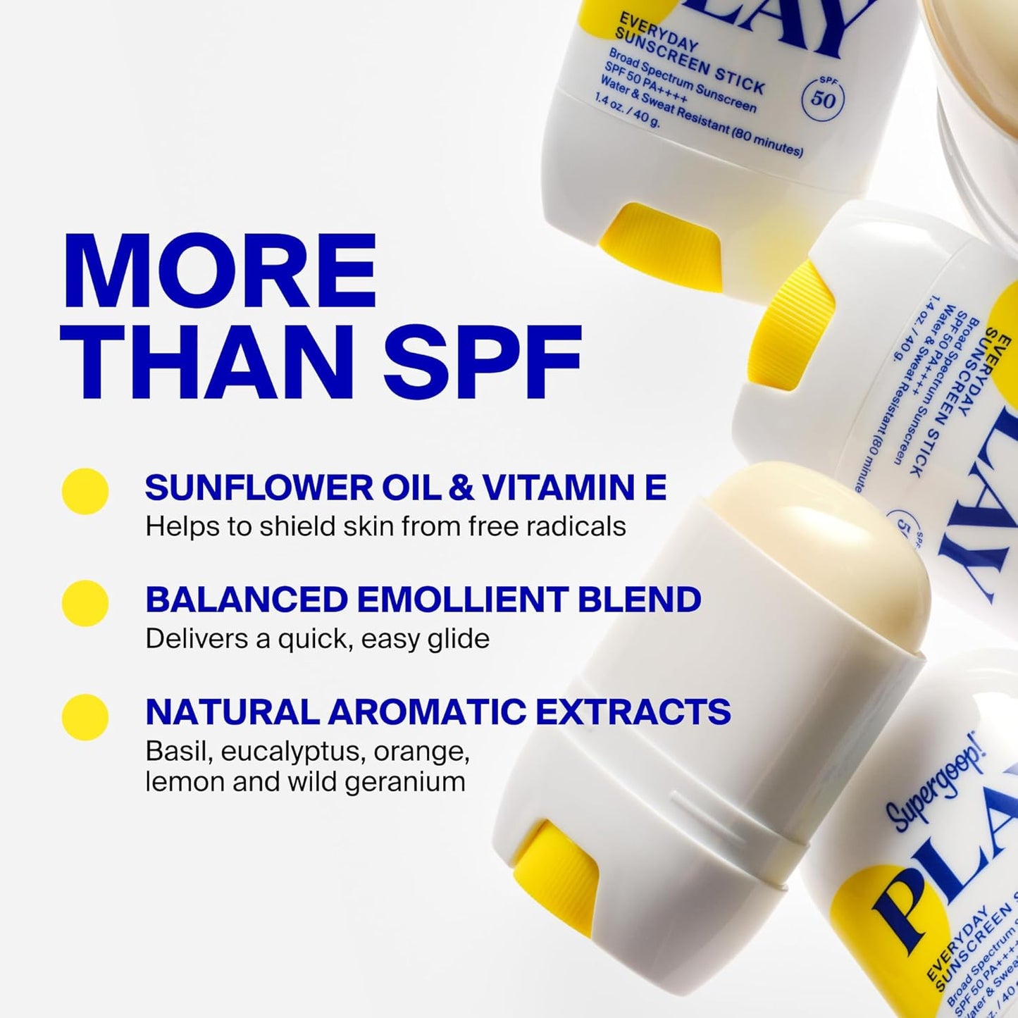 Supergoop! PLAY Everyday Sunscreen Stick SPF 50 - Lightweight, Non-Greasy Formula..