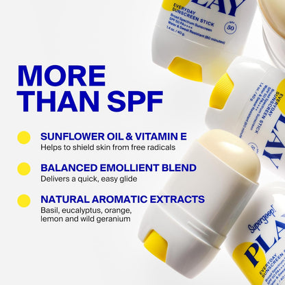 Supergoop! PLAY Everyday Sunscreen Stick SPF 50 - Lightweight, Non-Greasy Formula..